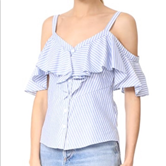 Veronica Beard Tops - Veronica Beard Grant Off The Shoulder Ruffle Shirt
